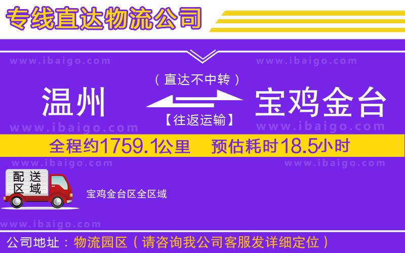 溫州到寶雞金臺(tái)區(qū)貨運(yùn)專線