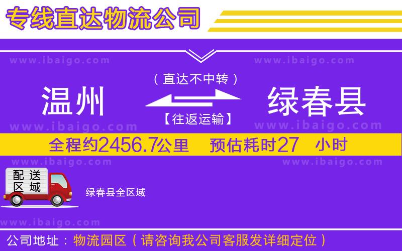 溫州到綠春縣物流專(zhuān)線