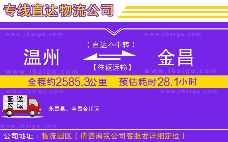 溫州到金昌貨運專線