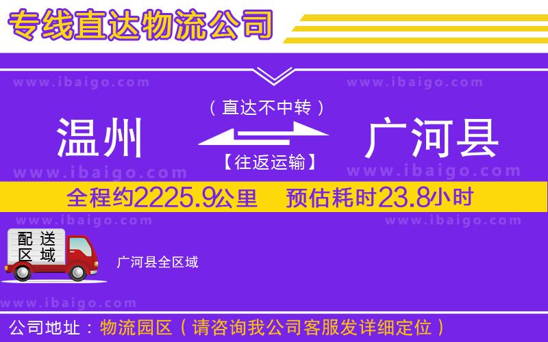 溫州到廣河縣貨運專線
