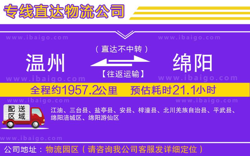 溫州到綿陽貨運