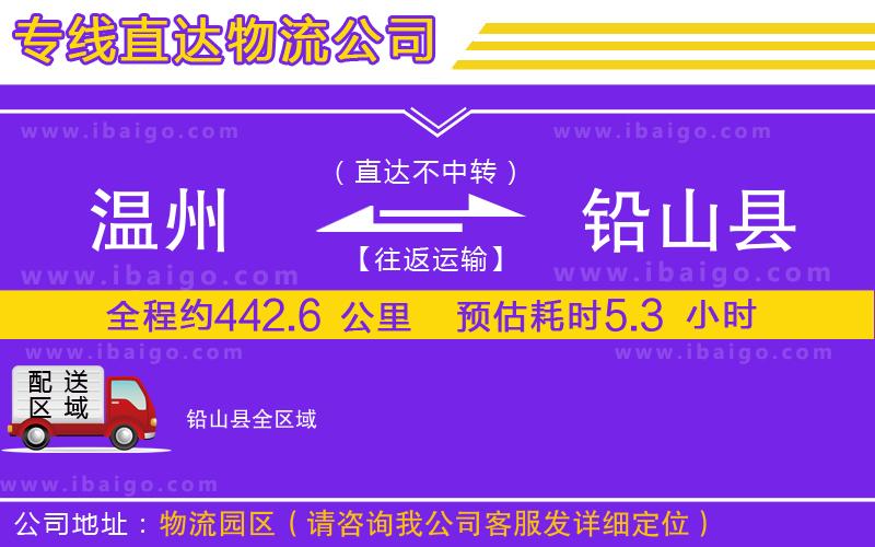 溫州到鉛山縣貨運