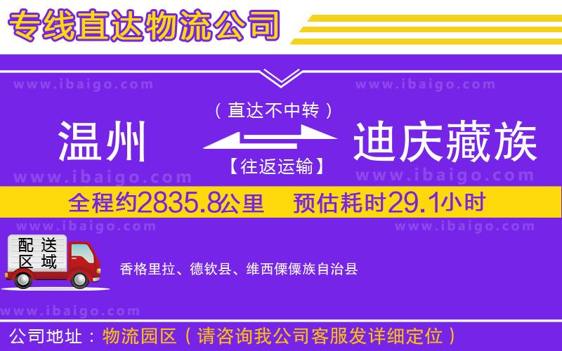 溫州到迪慶藏族自治州貨運